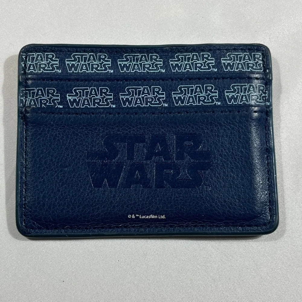 Star Wars R2-D2 Card Holder Wallet Slim Navy Blue Faux Leather Cardholder